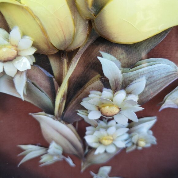 Vintage 3D Decoupage Yellow Tulips Picture In Wooden Frame 14"x12" - Picture 9 of 12